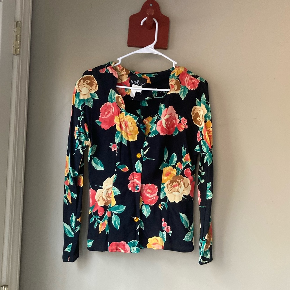 FINAL PRICE Vintage Carole Little Petites Black Floral Matching Set S - Picture 3 of 7